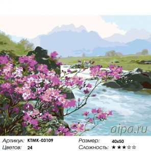 Количество цветов и сложность Весна в предгорье Раскраска по номерам на холсте Живопись по номерам KTMK-03109