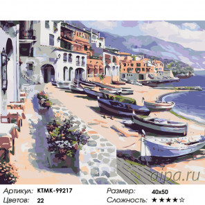Раскладка Лодки на побережье Раскраска по номерам на холсте Живопись по номерам KTMK-99217