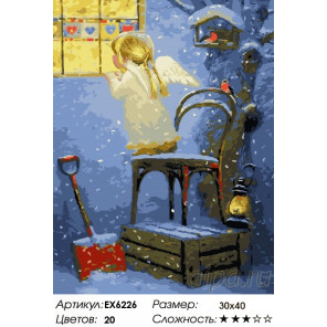 Количество цветов и сложность Ангелочек у окна Раскраска картина по номерам на холсте EX6226