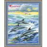 В рамке Семья дельфинов Алмазная вышивка мозаика АЖ-1062