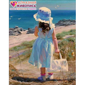 В рамке Девочка у моря Алмазная вышивка мозаика АЖ-1118