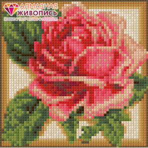 В рамке Румяная роза Алмазная вышивка мозаика АЖ-1450